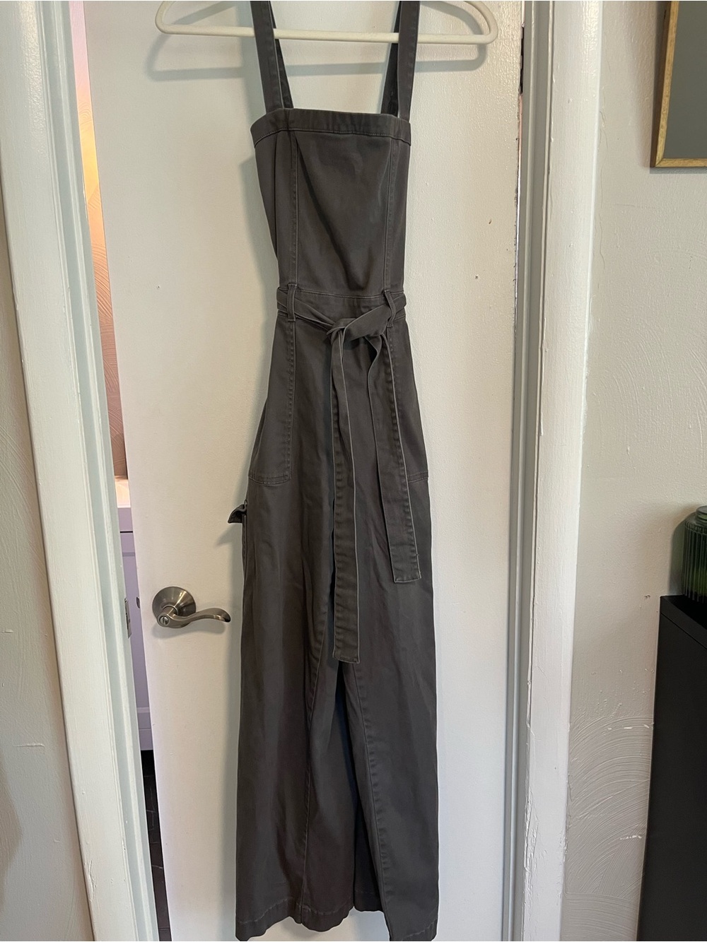 Hollister Charcoal Tie-Waist Utility Jumpsuit